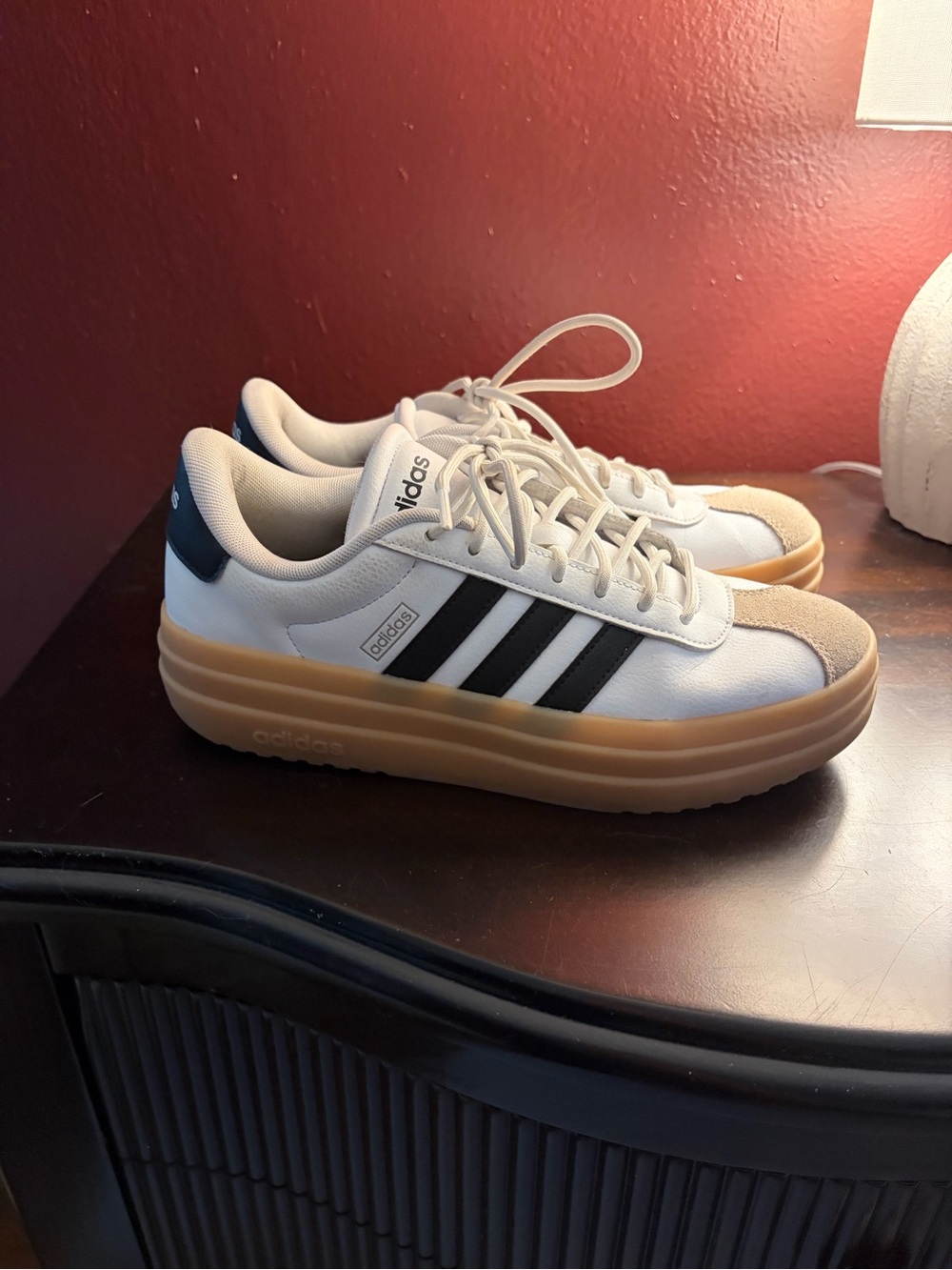 Adidas VL Court Bold Sneakers White/Black Gum Sole Women’s 9 - Picture 2 of 4